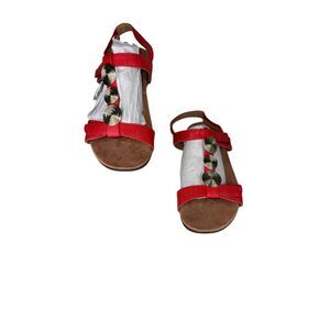 Vionic Farra Women's Ankle Strap Orthotic Sandal Red With Gold Size 8